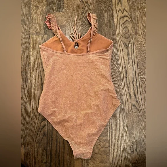 Rylee + Cru Shimmering Tan One Piece Swimsuit - Picture 3 of 4